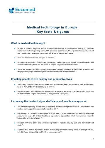 Medical technology in Europe: Key facts & figures - Eucomed