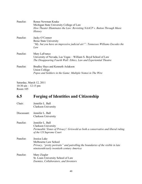 2011 Conference Program (PDF) - Syracuse University College of Law