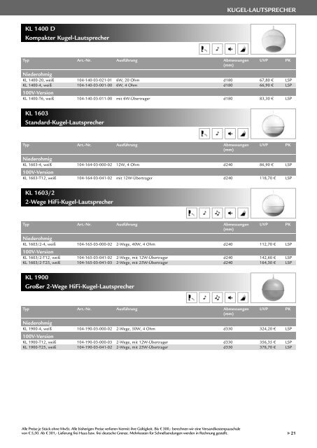 Einbaulautsprecher Gesamtprogramm -nicht nur ... - Radiostore e.K.