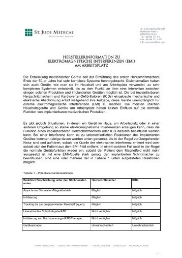 Elektromagnetische Interferenzen - St. Jude Medical