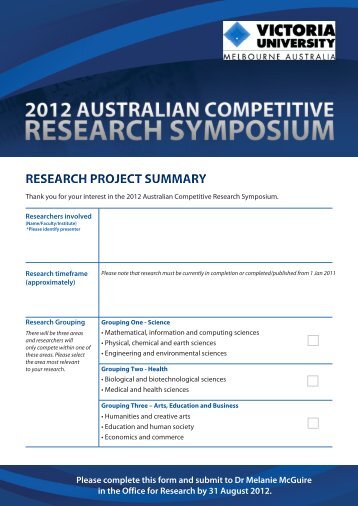 Australian Competitive Research Symposium EOI - Office for Research