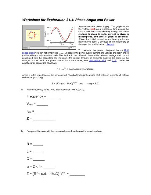 Worksheet for Exploration 31.4 - comPADRE