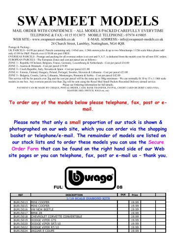 Burago diecast model cars - SWAPMEET ... - Swapmeetmodels.co.uk