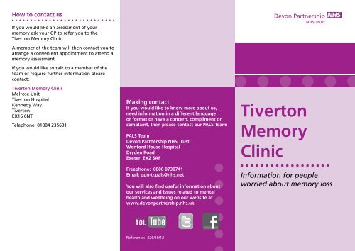Tiverton Memory Clinic - Devon Partnership NHS Trust