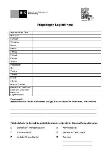 Fragebogen LogistikNetz - Logistik Untermain