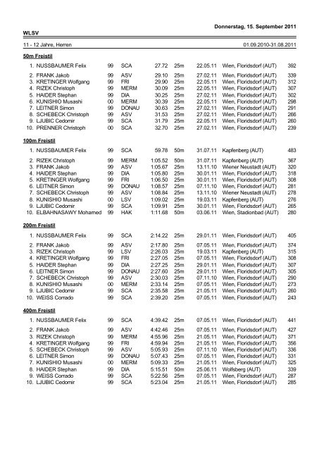 WLSV Donnerstag, 15. September 2011 11 - 12 Jahre, Herren 01.09 ...