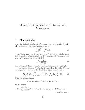 Maxwell's Equations for Electricity and Magnetism