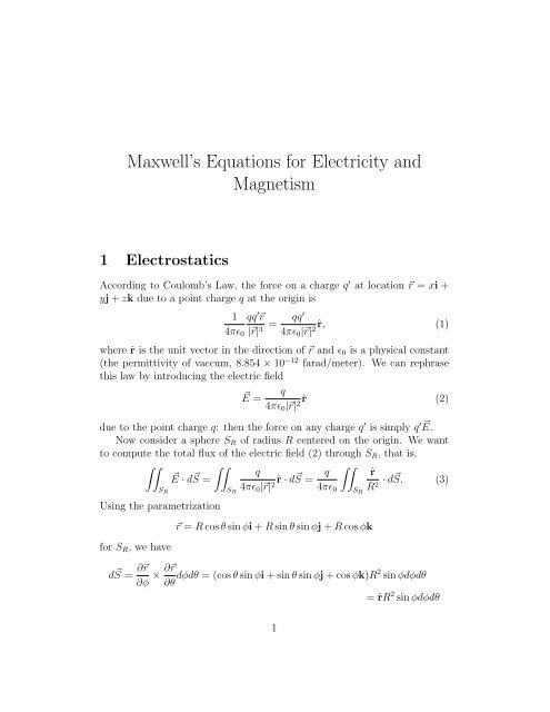 Maxwell's Equations for Electricity and Magnetism