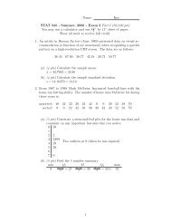 Name: Key STAT 345 - Summer, 2006 - Exam 3 Part I (38/100 pts ...