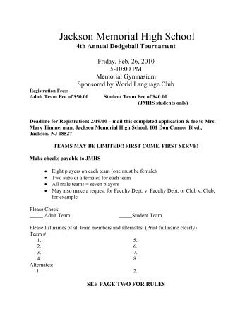 4th Annual Dodgeball Tournament - Jackson Memorial High School