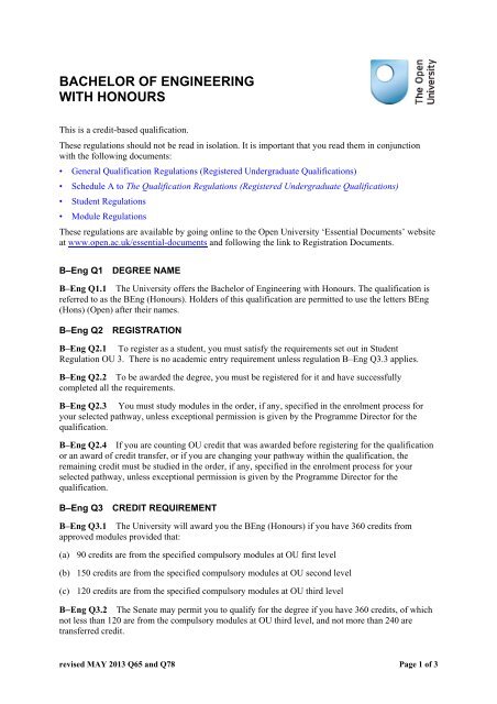 Bachelor of Engineering with Honours The Open University