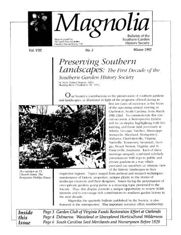 Vol. VIII, no. 3 & 4 - Southern Garden History Society