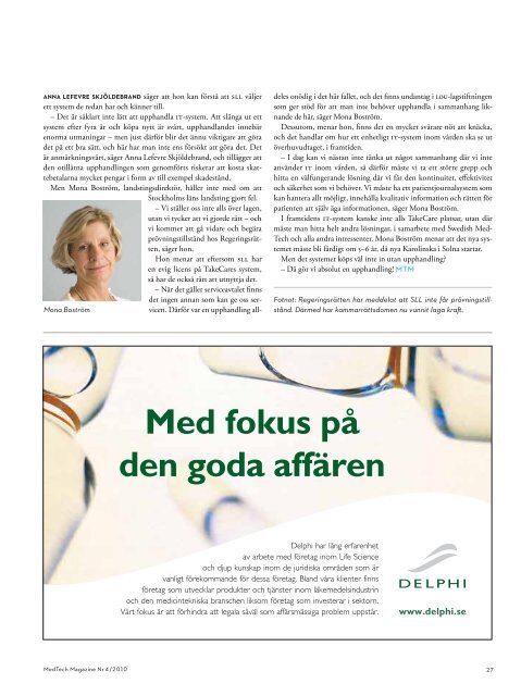 MedTech Magazine nr 4 2010. Medicinteknikdagarna 2010. - CTMH