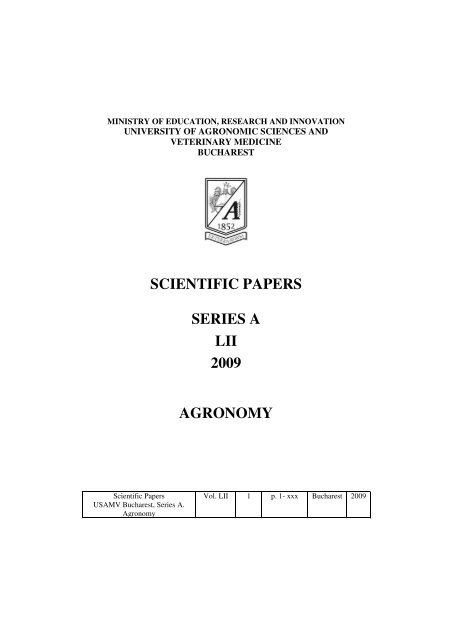 Scientific Papers 2009.pdf - Facultatea de AgriculturÃ„Âƒ