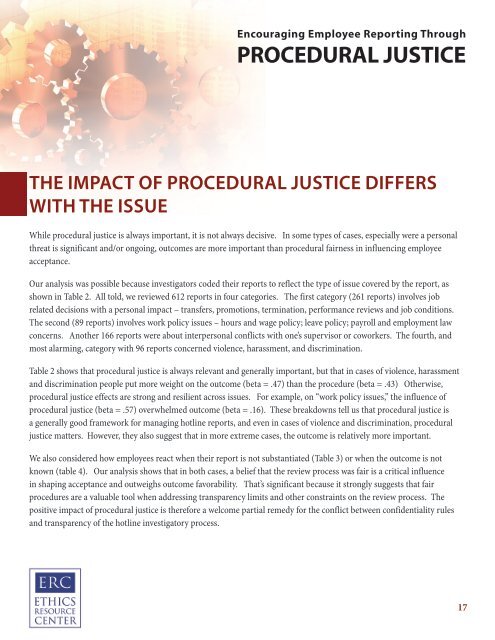 PROCEDURAL JUSTICE - Ethics Resource Center