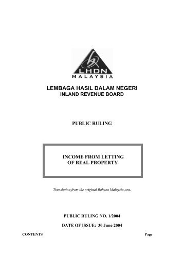 lembaga hasil dalam negeri inland revenue board public ruling ...