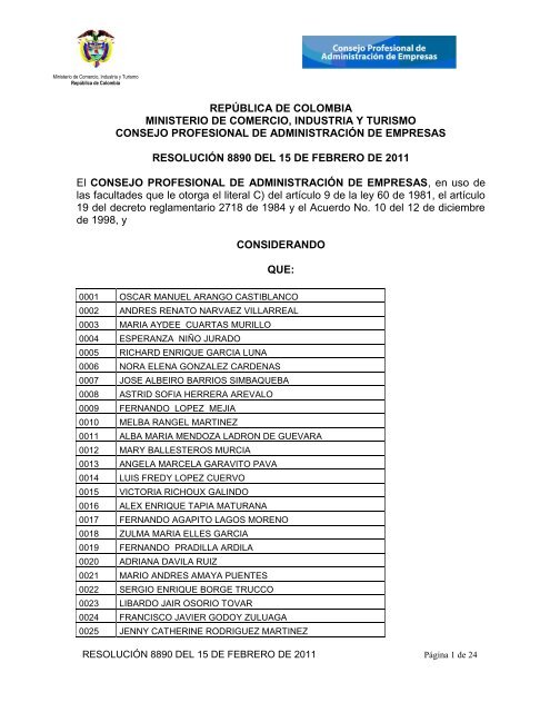 8890 - Consejo Profesional de Administración de Empresas