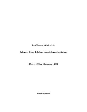 La rÃ©forme du Code civil - BibliothÃ¨que et Archives nationales du ...