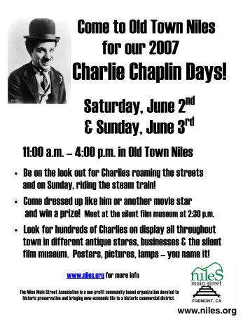 Charlie Chaplin Days! - Niles Essanay Silent Film Museum