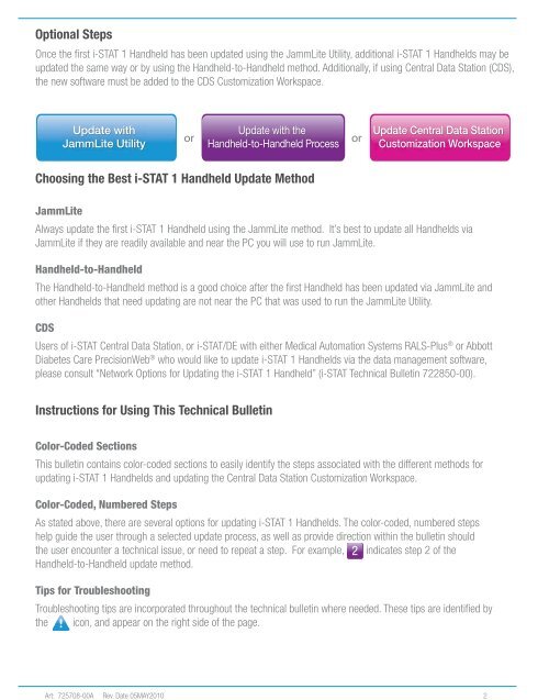 Instructions For Updating i-STAT 1 Handheld Software