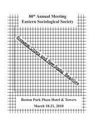 Final Program, 2010 Annual Meeting - Eastern Sociological Society