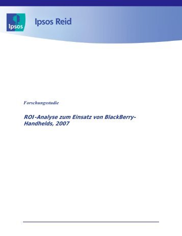 ROI-Analyse zum Einsatz von BlackBerry- Handhelds, 2007