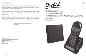 DECT Cordless Phone LR4610/LR4620T ... - Schnurlostelefon.de