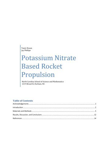 Potassium Nitrate Based Rocket Propulsion - Aerocon Systems