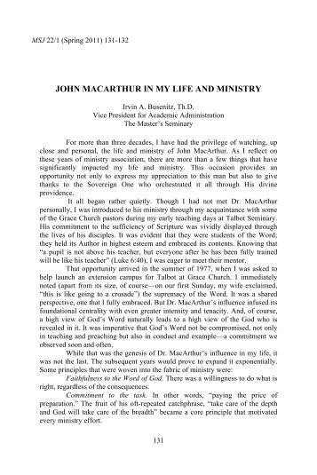 John MacArthur in My Life and Ministry - The Master's Seminary