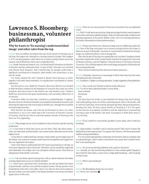 Read more - Lawrence S. Bloomberg Faculty of Nursing - University ...