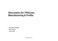 Discussion On TPS/Lean Manufacturing & Profits - Art of Lean