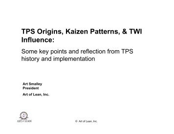 TPS Origins, Kaizen Patterns, & TWI Influence: - Art of Lean