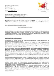 Informationen / Vormeldung zum Sportschwerpunkt / Sportklasse an ...