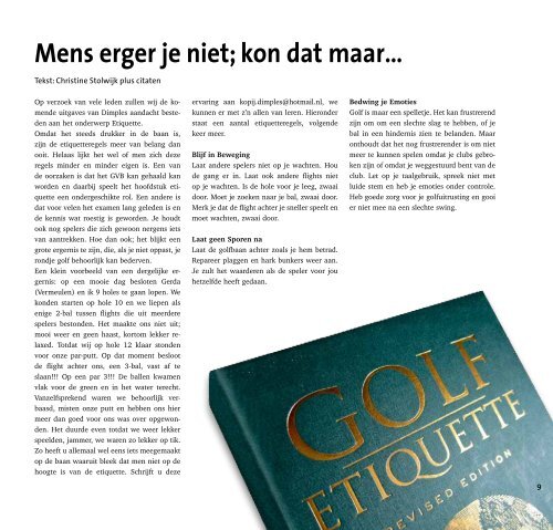 nummer 86 juni 2011 Clubblad van de Westfriese Golfclub