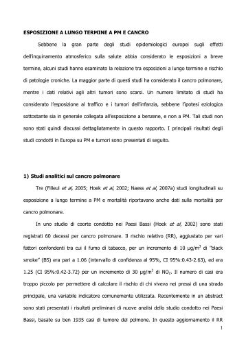 Relazione PM-tumori - Centro Studi Ilva