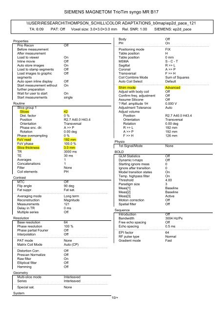 Printout of Protocols