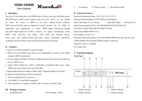 4x4 HDMI Matrix Switcher User Manual