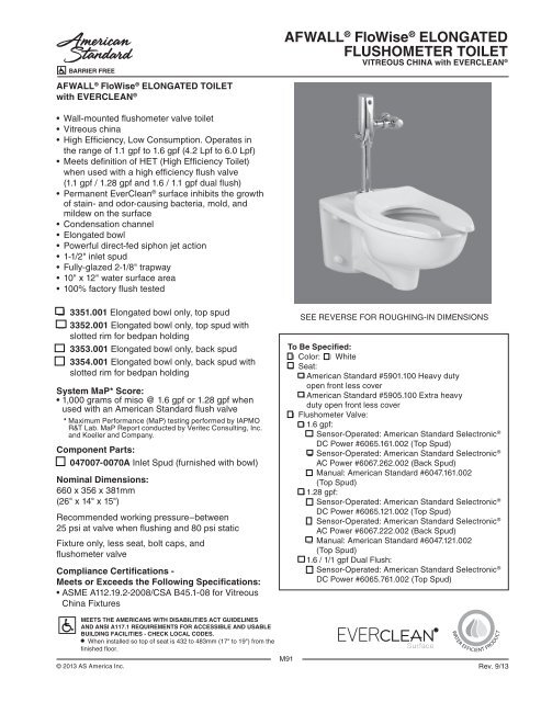 American Standard Studio Toilet Tank Lid - White Replacement Lid For 2794/2795 Series