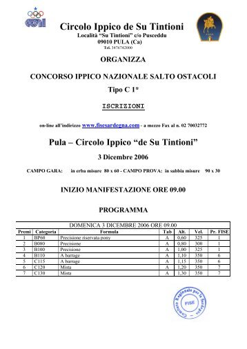 Circolo Ippico de Su Tintioni - FISE Comitato Regionale Sardegna