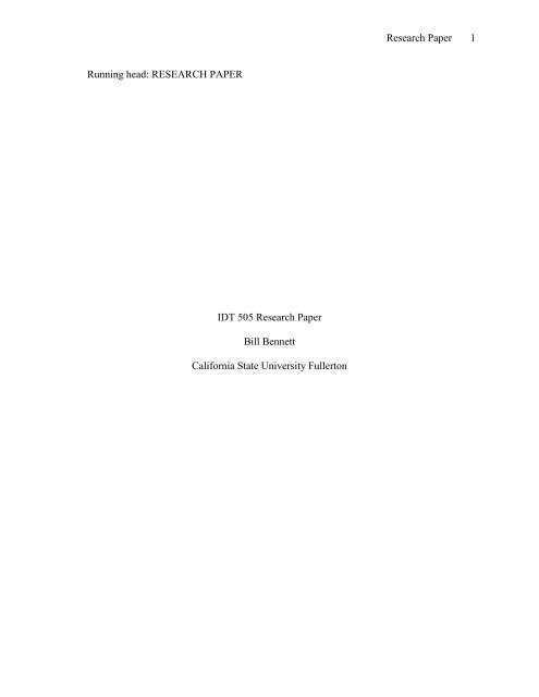 Research Paper 1 Running head: RESEARCH PAPER IDT ... - MSIDT