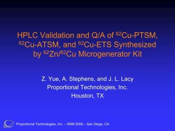 HPLC Validation and Q/A of 62 Cu-PTSM, 62 Cu-ATSM, and 62 Cu ...