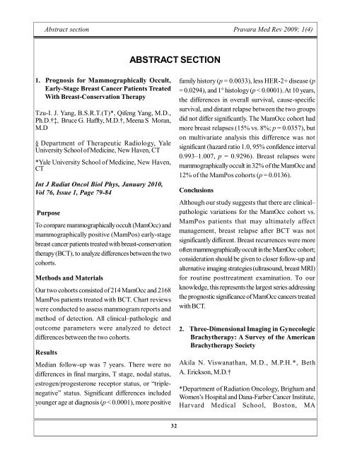 ABSTRACT SECTION - Pravara Institute of Medical Sciences