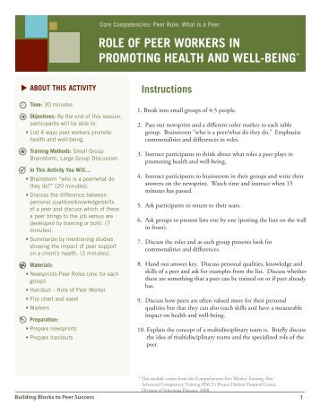 role of peer workers in promoting health and well-being