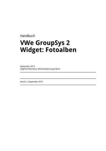 VWe GroupSys 2 Widget: Fotoalben - Verband Wohneigentum