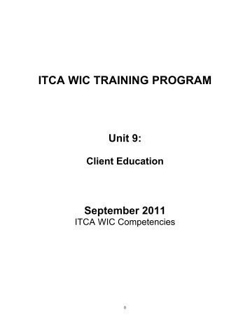 Unit 9: Client Education - ITCA