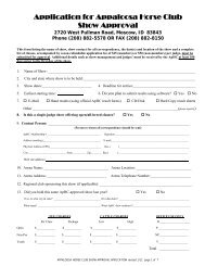 Show Approval Application Form - Appaloosa Horse Club