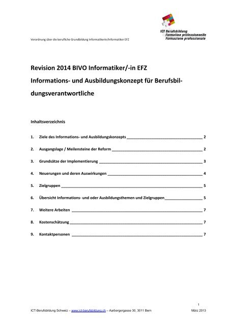 Informations- und Ausbildungskonzept - ICT-Berufsbildung