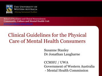 Clinical Guidelines for the Physical Care of Mental Health Consumers