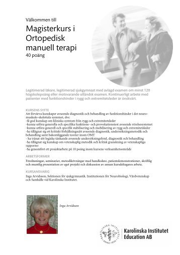 Magisterkurs i Ortopedisk manuell terapi - Karolinska Institutet