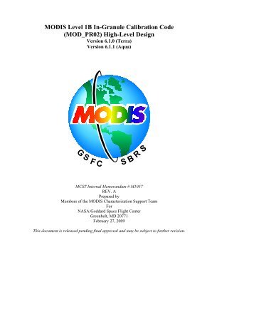 MODIS Level 1B In-Granule Calibration Code (MOD_PR02) High ...